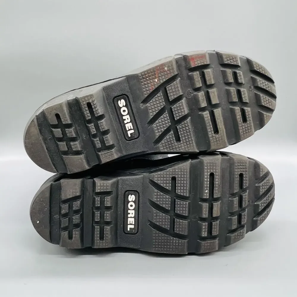 Sorel Boots Boys Girls 5 Black Mid Calf Hook & Loop Waterproof Snow Winter Shoes